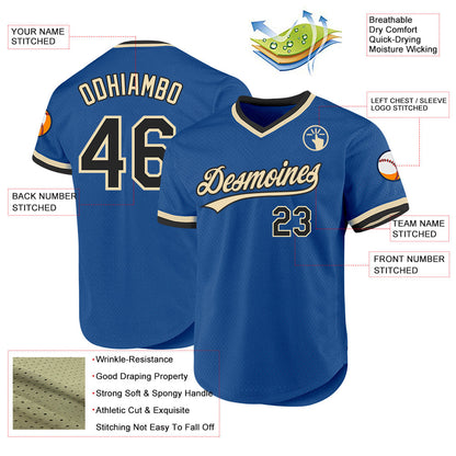 Custom Blue Black-Cream Authentic Throwback Baseball Jersey - Sky-Custom