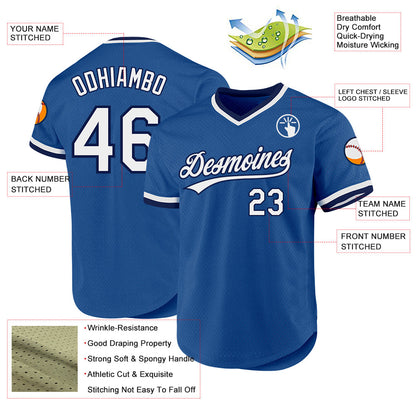 Custom Blue White-Navy Authentic Throwback Baseball Jersey - Sky-Custom