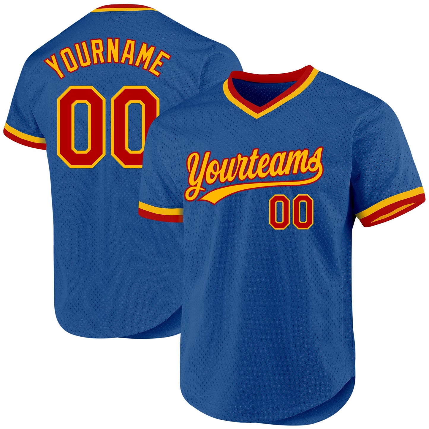 Custom Blue Red-Gold Authentic Throwback Baseball Jersey - Sky-Custom
