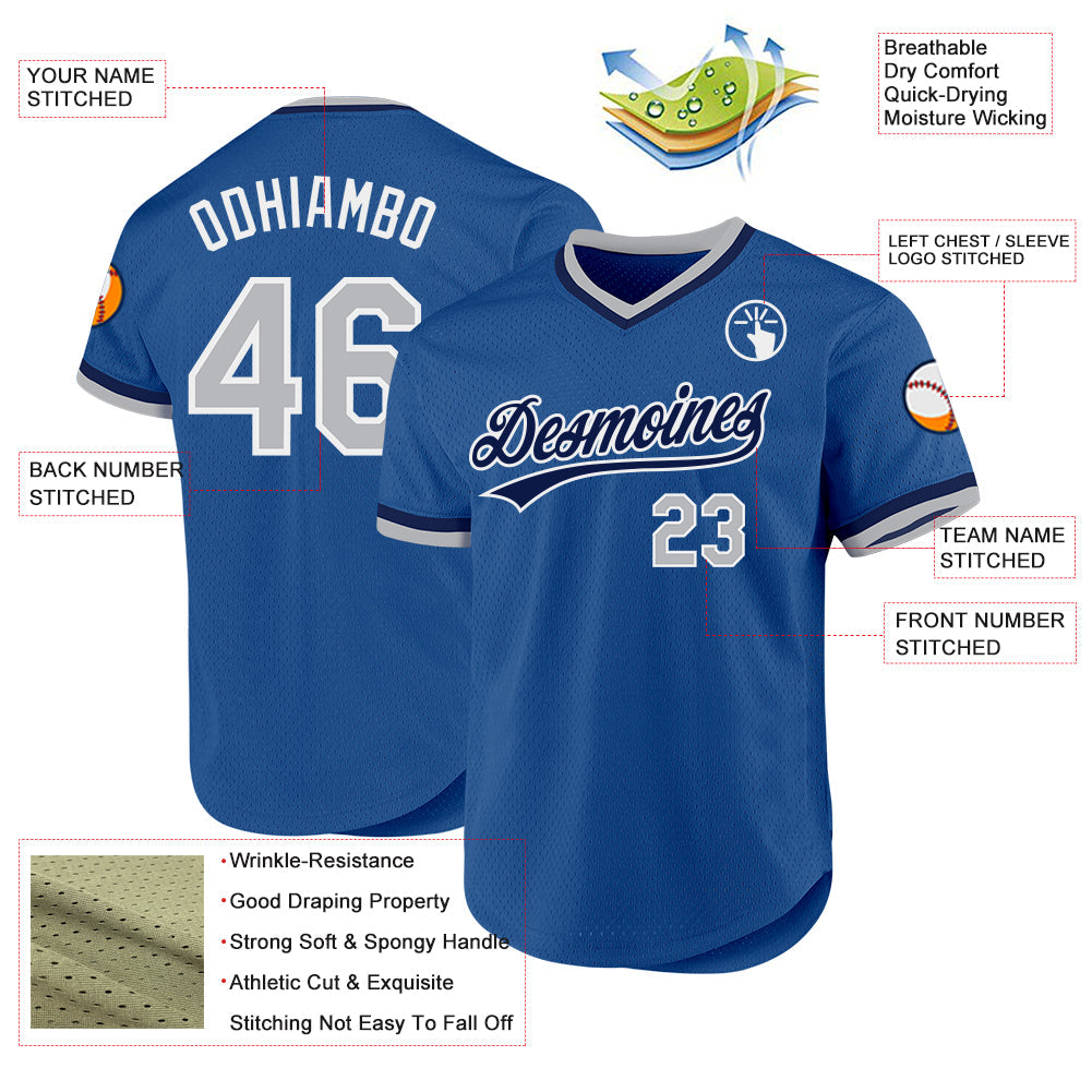 Custom Blue Gray Navy-White Authentic Throwback Baseball Jersey - Sky-Custom