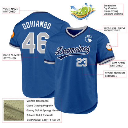Custom Blue Gray Navy-White Authentic Throwback Baseball Jersey - Sky-Custom