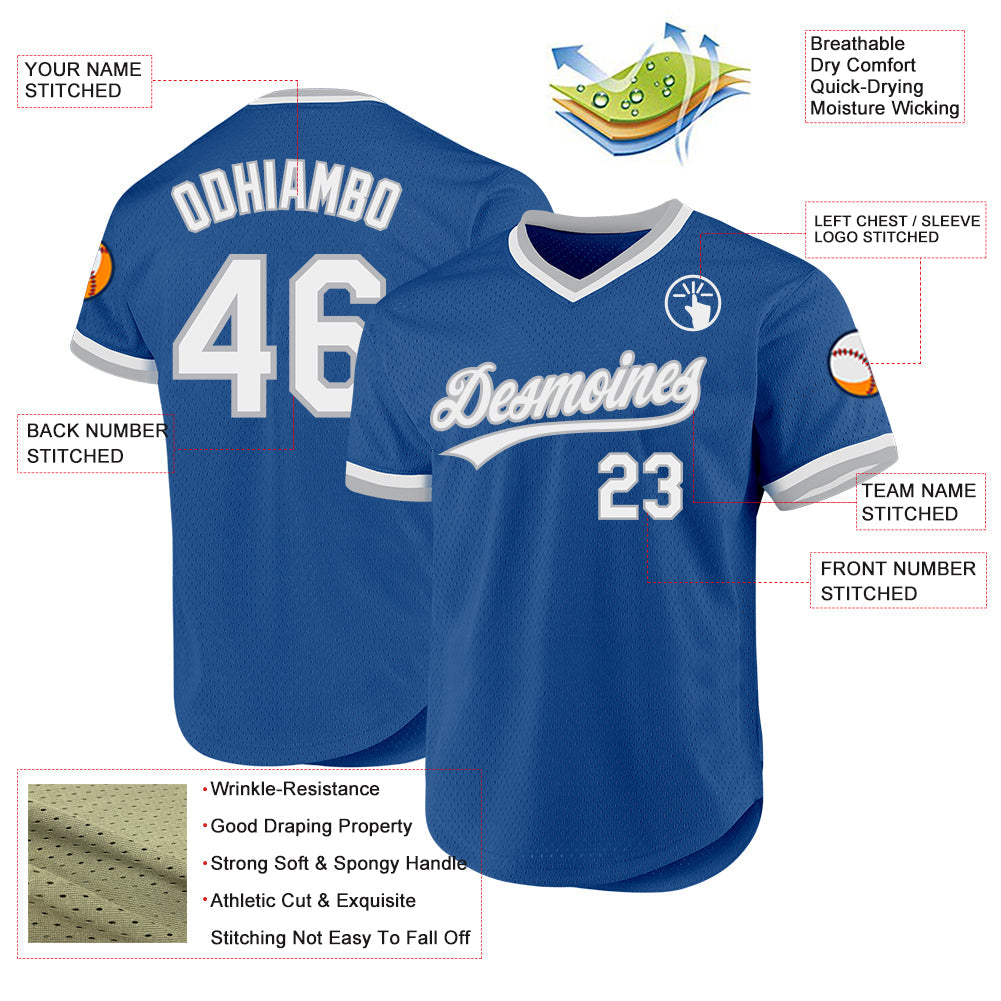Custom Blue White-Gray Authentic Throwback Baseball Jersey - Sky-Custom