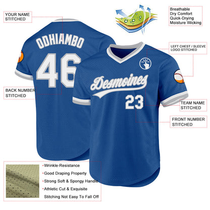 Custom Blue White-Gray Authentic Throwback Baseball Jersey - Sky-Custom