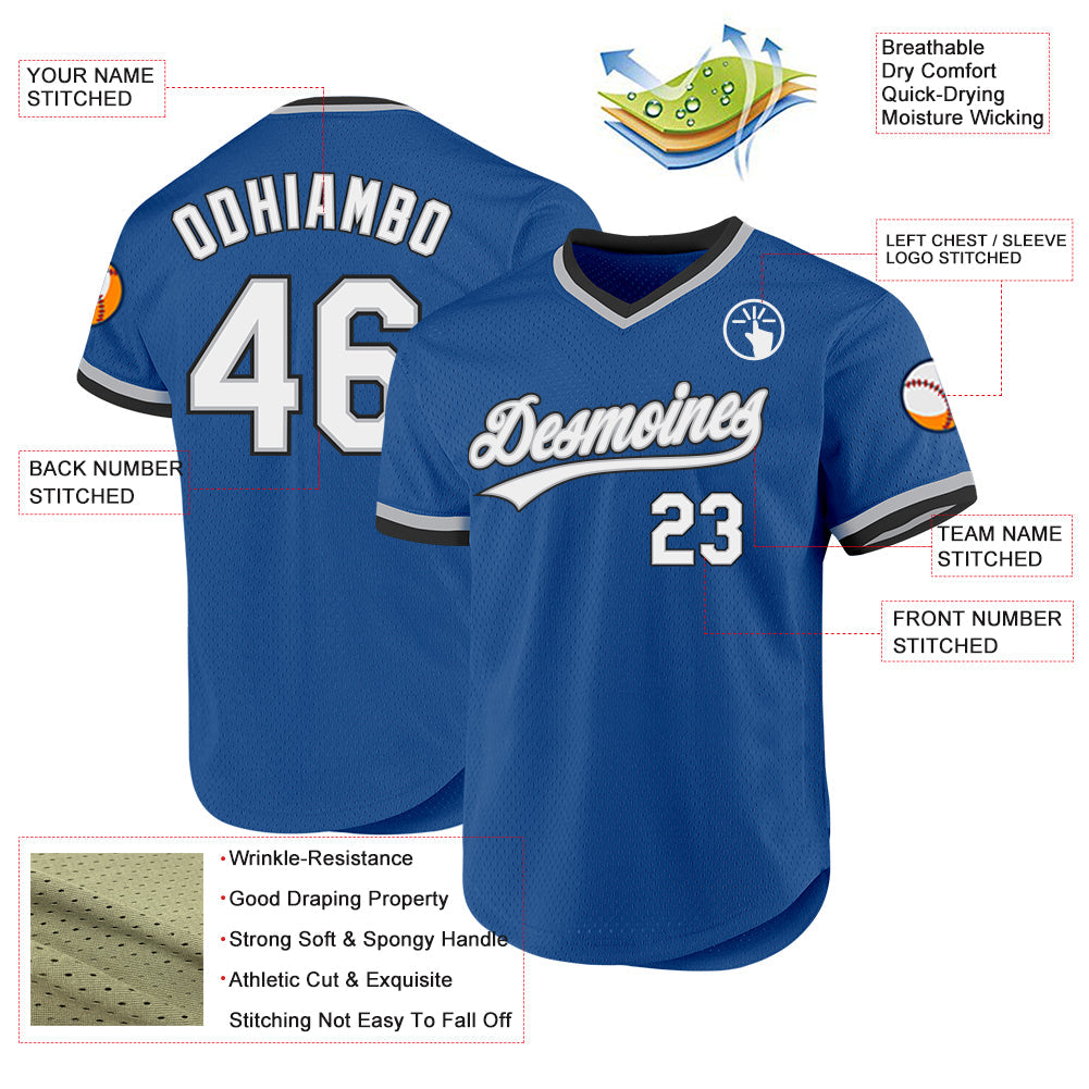 Custom Blue Gray-Black Authentic Throwback Baseball Jersey - Sky-Custom