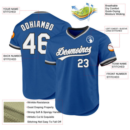 Custom Blue Gray-Black Authentic Throwback Baseball Jersey - Sky-Custom
