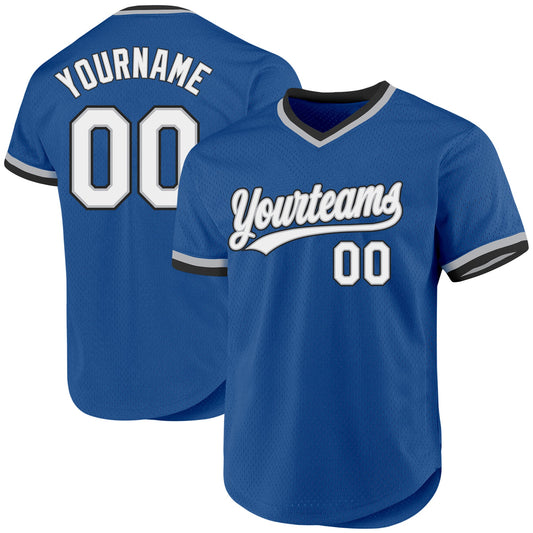 Custom Blue Gray-Black Authentic Throwback Baseball Jersey - Sky-Custom