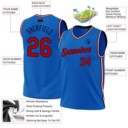 Custom Blue Red-Navy Authentic Throwback Basketball Jersey - Sky-Custom