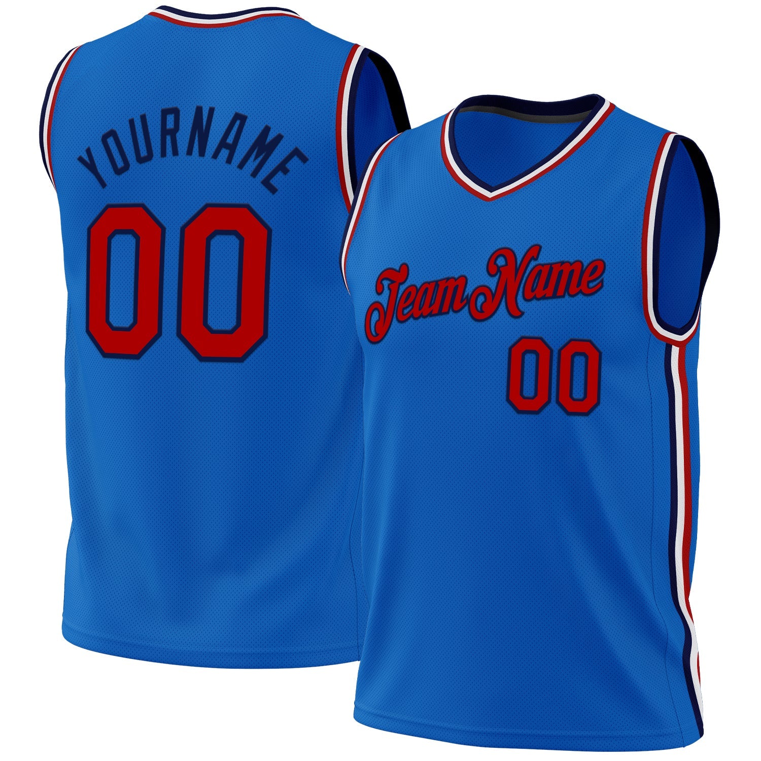 Custom Blue Red-Navy Authentic Throwback Basketball Jersey - Sky-Custom