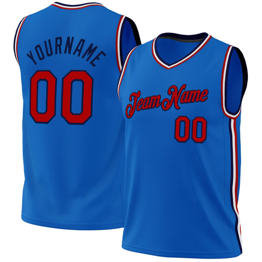 Custom Blue Red-Navy Authentic Throwback Basketball Jersey - Sky-Custom