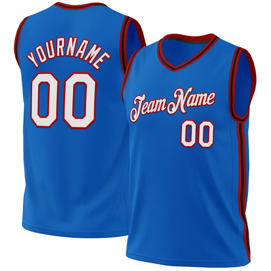 Custom Blue Red-Black Authentic Throwback Basketball Jersey - Sky-Custom