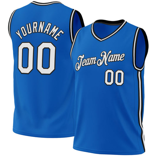 Custom Blue White-Black Authentic Throwback Basketball Jersey - Sky-Custom