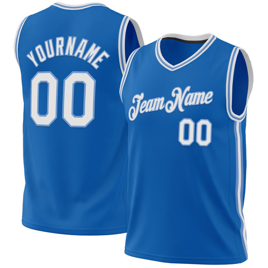 Custom Blue White-Light Blue Authentic Throwback Basketball Jersey - Sky-Custom
