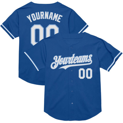 Custom Blue White-Light Blue Mesh Authentic Throwback Baseball Jersey - Sky-Custom