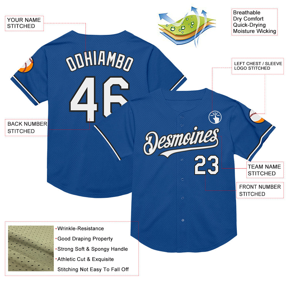 Custom Blue White-Black Mesh Authentic Throwback Baseball Jersey - Sky-Custom