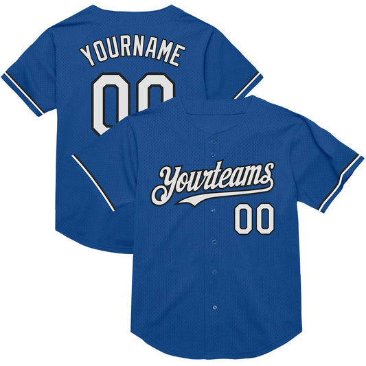 Custom Blue White-Black Mesh Authentic Throwback Baseball Jersey - Sky-Custom