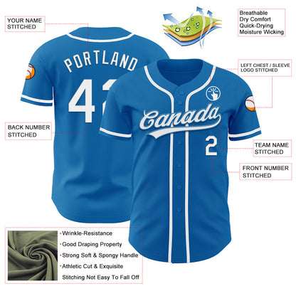 Custom Blue White Authentic Baseball Jersey - Sky-Custom