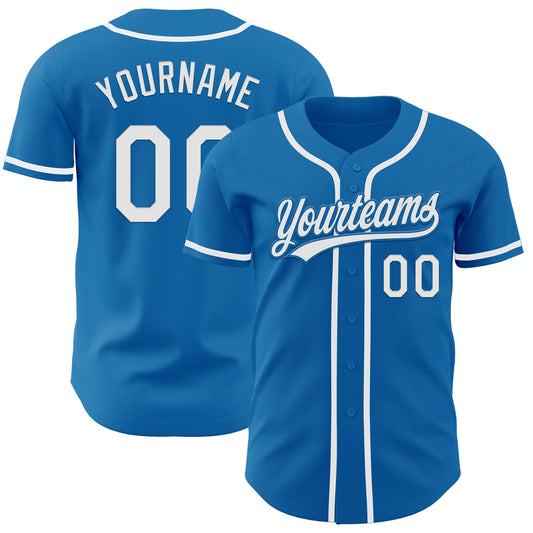 Custom Blue White Authentic Baseball Jersey - Sky-Custom