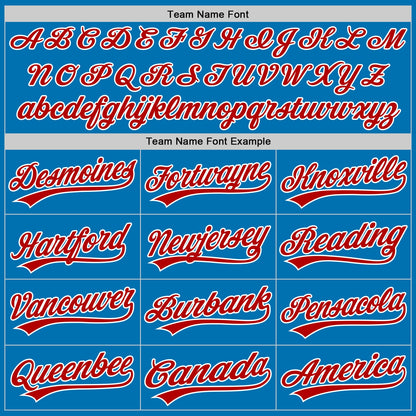 Custom Blue Red-White Authentic Baseball Jersey - Sky-Custom