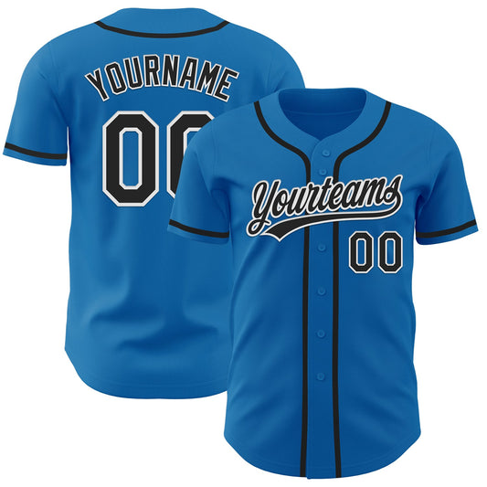 Custom Blue Black-White Authentic Baseball Jersey - Sky-Custom
