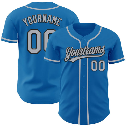 Custom Blue Gray-Black Authentic Baseball Jersey - Sky-Custom