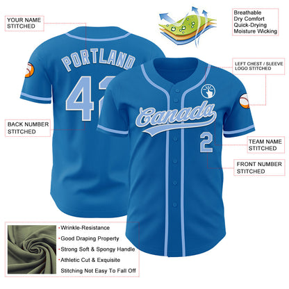 Custom Blue Light Blue-White Authentic Baseball Jersey - Sky-Custom