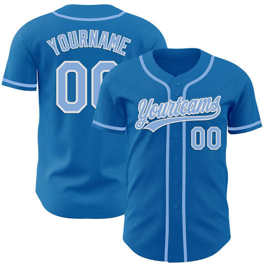 Custom Blue Light Blue-White Authentic Baseball Jersey - Sky-Custom