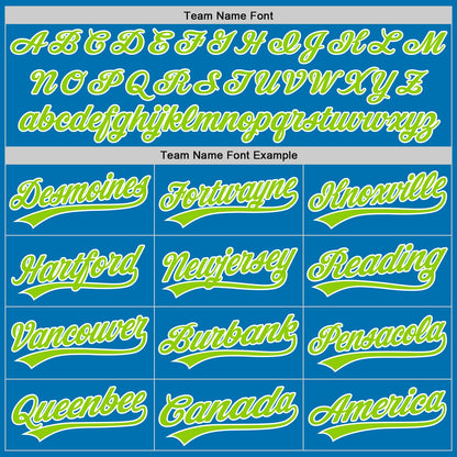 Custom Blue Neon Green-White Authentic Baseball Jersey - Sky-Custom
