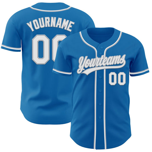 Custom Blue White-Gray Authentic Baseball Jersey - Sky-Custom