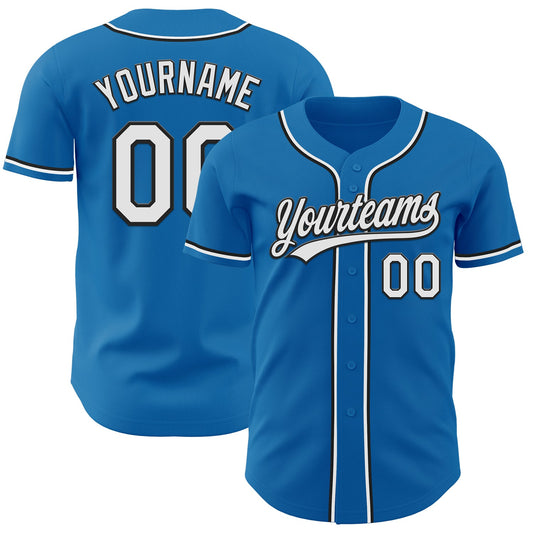 Custom Blue White-Black Authentic Baseball Jersey - Sky-Custom