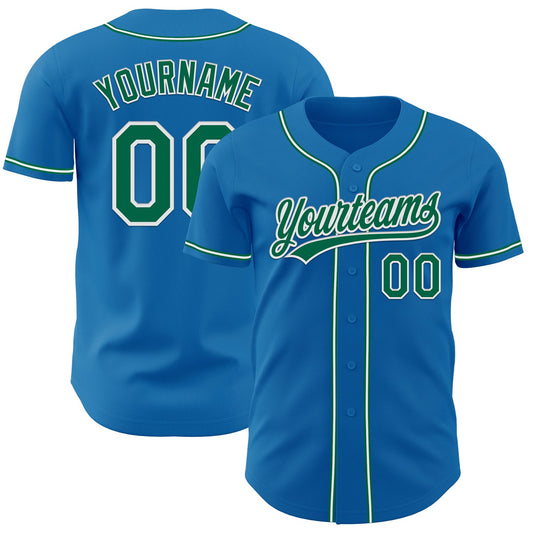 Custom Blue Kelly Green-White Authentic Baseball Jersey - Sky-Custom