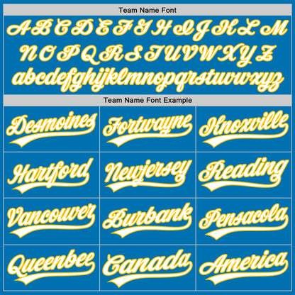 Custom Blue White-Yellow Authentic Baseball Jersey - Sky-Custom