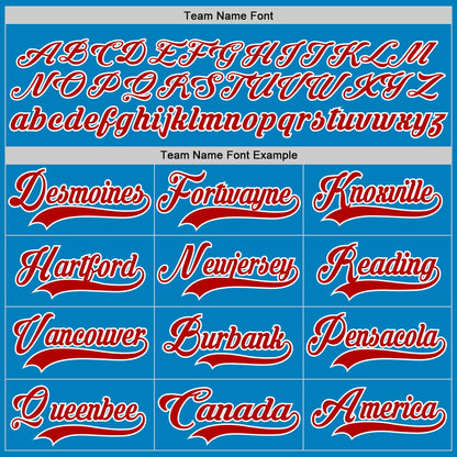Custom Blue Red-White Hockey Lace Neck Jersey - Sky-Custom
