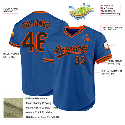 Custom Blue Black-Orange Authentic Throwback Baseball Jersey - Sky-Custom