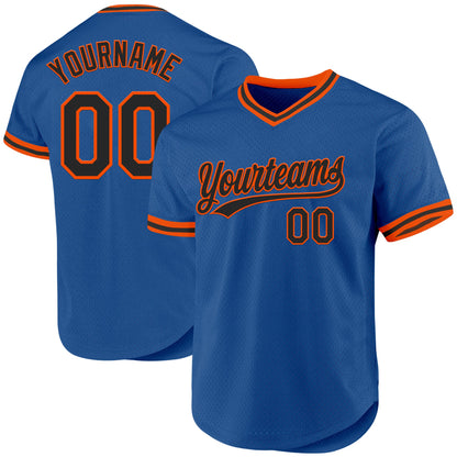 Custom Blue Black-Orange Authentic Throwback Baseball Jersey - Sky-Custom