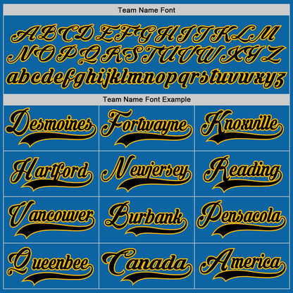 Custom Blue Black-Gold Hockey Jersey - Sky-Custom