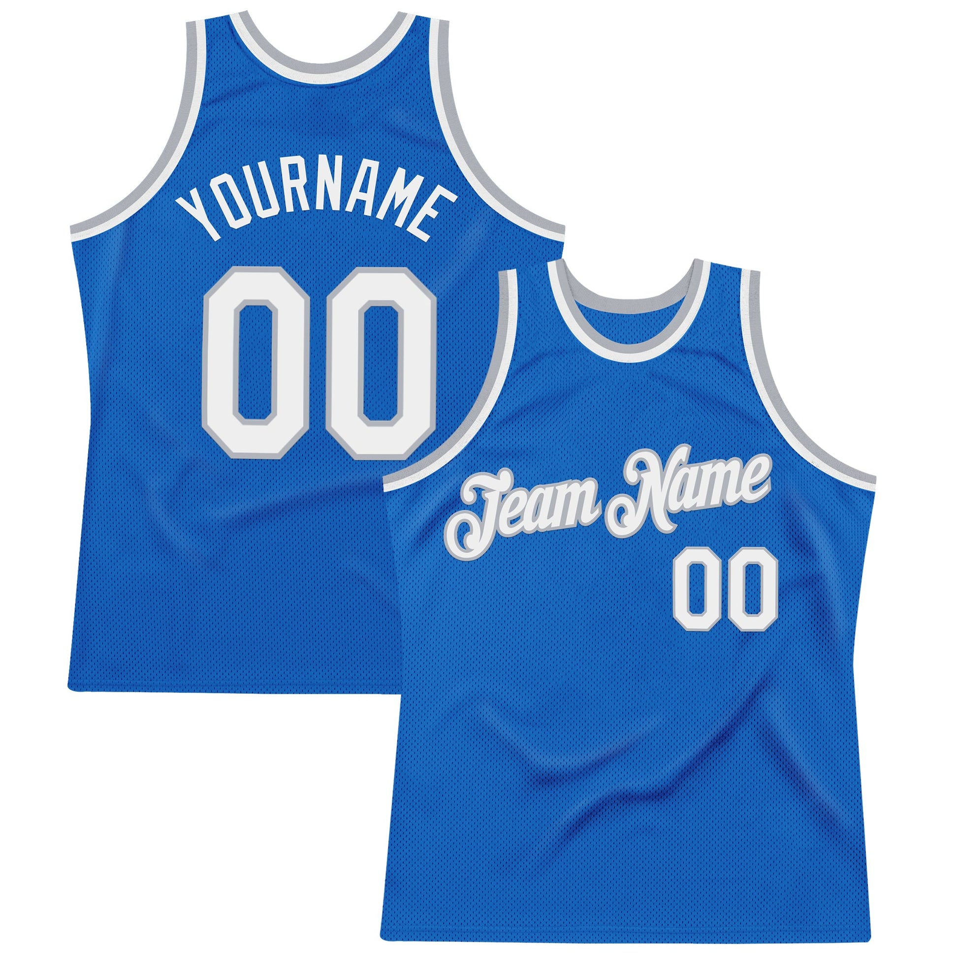 Custom Blue White-Gray Authentic Throwback Basketball Jersey - Sky-Custom