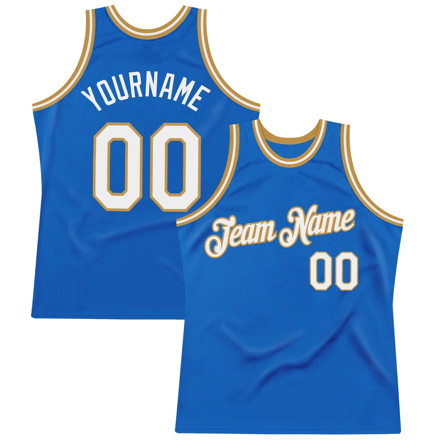 Custom Blue White-Old Gold Authentic Throwback Basketball Jersey - Sky-Custom
