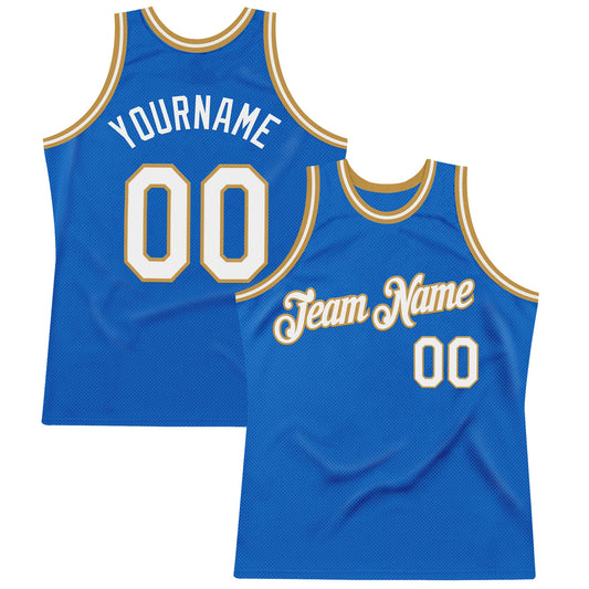 Custom Blue White-Old Gold Authentic Throwback Basketball Jersey - Sky-Custom