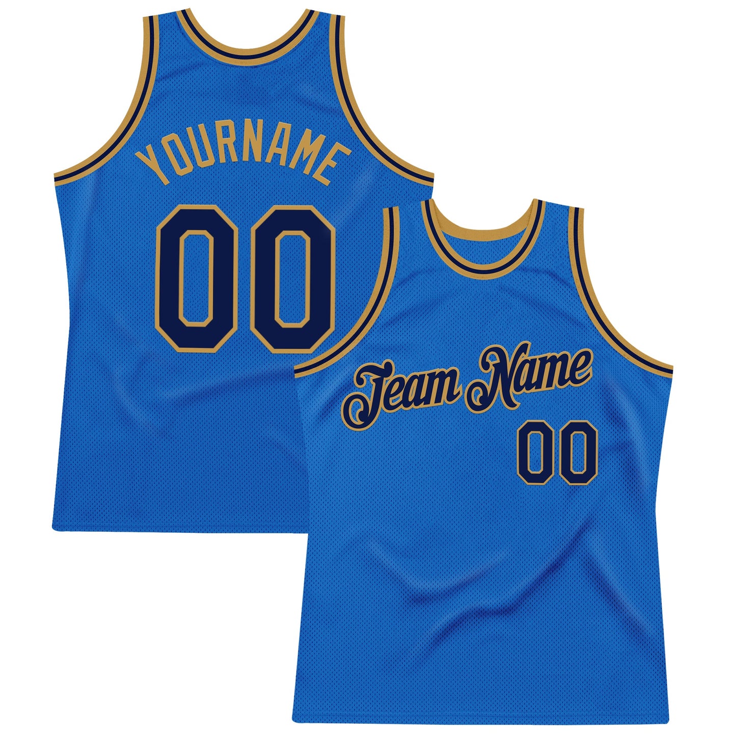 Custom Blue Navy-Old Gold Authentic Throwback Basketball Jersey - Sky-Custom