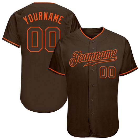 Custom Brown Brown-Orange Authentic Baseball Jersey - Sky-Custom