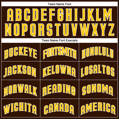 Custom Brown White Pinstripe Gold-White Authentic Baseball Jersey - Sky-Custom