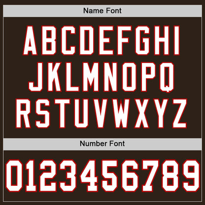 Custom Brown White-Red Mesh Authentic Football Jersey - Sky-Custom