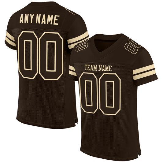 Custom Brown Brown-Cream Mesh Authentic Football Jersey - Sky-Custom