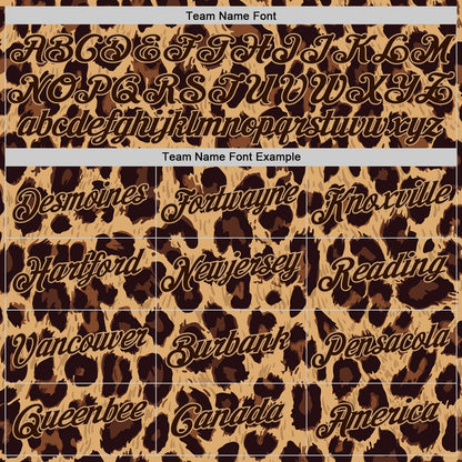 Custom Brown Brown-Old Gold 3D Pattern Design Leopard Authentic Basketball Jersey - Sky-Custom