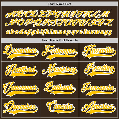 Custom Brown Gold-White Hockey Jersey - Sky-Custom
