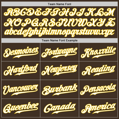 Custom Brown White-Gold Authentic Baseball Jersey - Sky-Custom