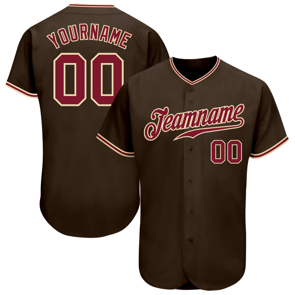 Custom Brown Crimson-City Cream Authentic Baseball Jersey - Sky-Custom