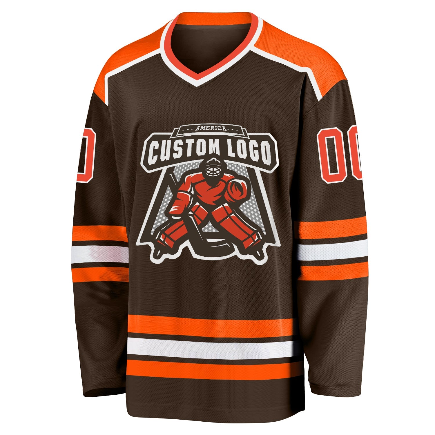 Custom Brown Orange-White Hockey Jersey - Sky-Custom