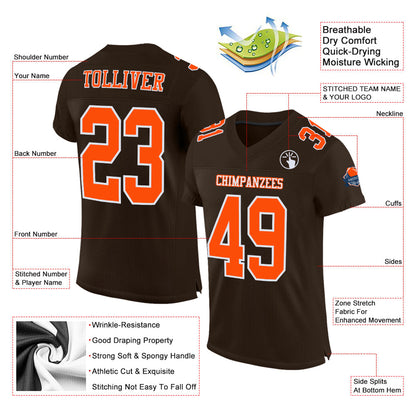 Custom Brown Orange-White Mesh Authentic Football Jersey - Sky-Custom