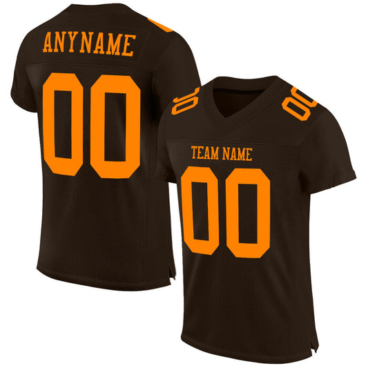 Custom Brown Bay Orange Mesh Authentic Football Jersey - Sky-Custom